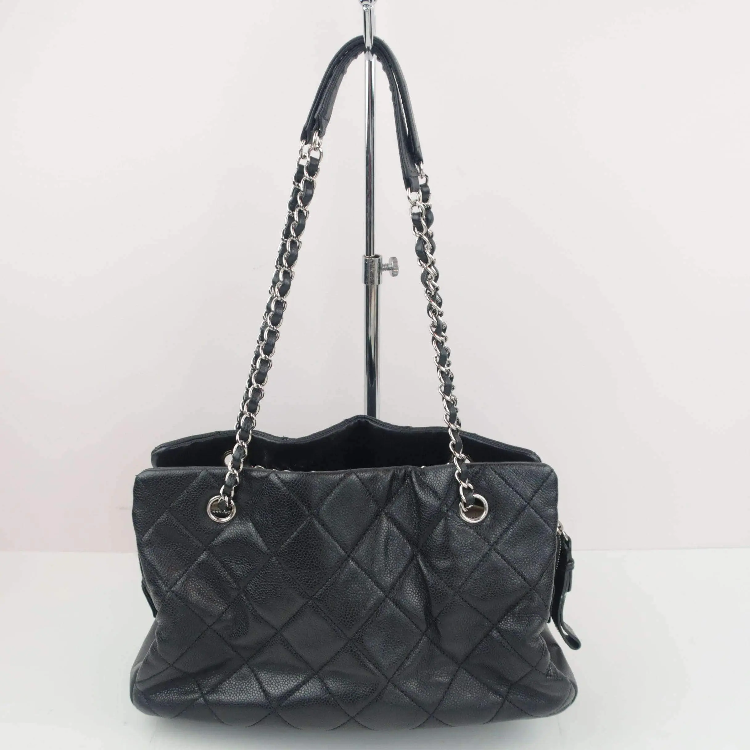 Chanel Black Quilted Caviar Leather Petite Timeless Bag - Image 2