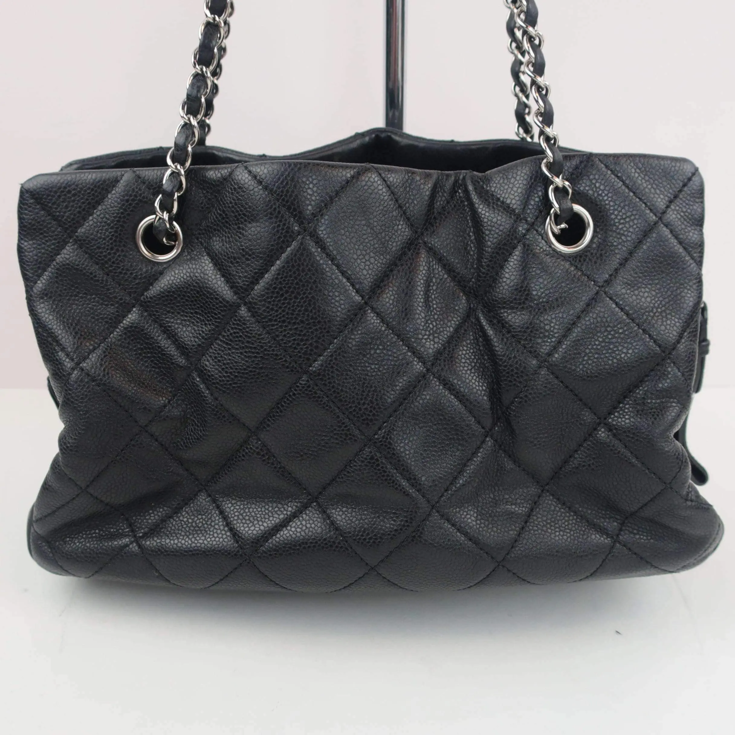 Chanel Black Quilted Caviar Leather Petite Timeless Bag - Image 24