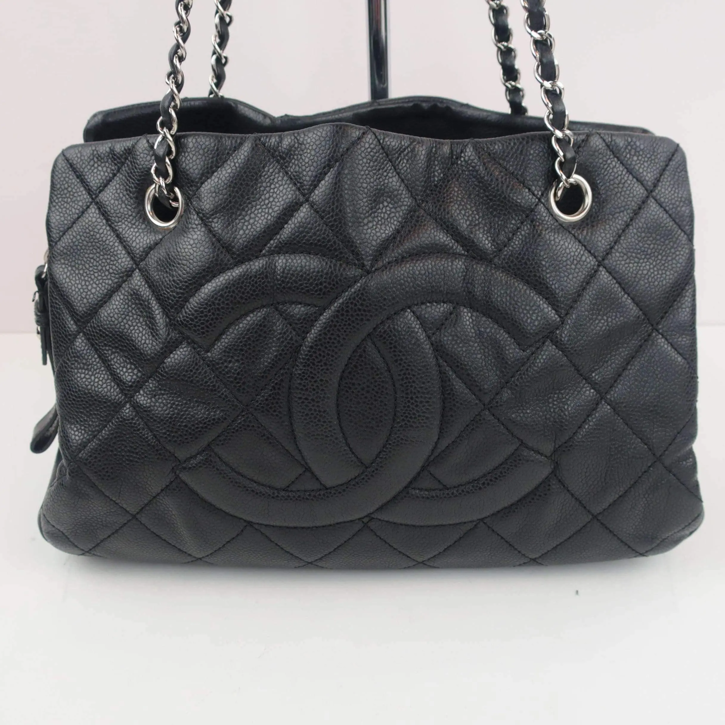 Chanel Black Quilted Caviar Leather Petite Timeless Bag - Image 3