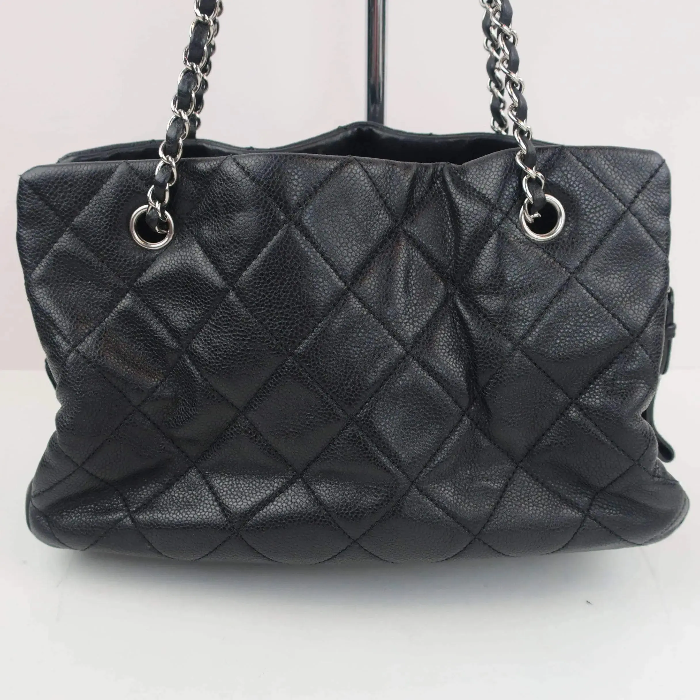 Chanel Black Quilted Caviar Leather Petite Timeless Bag - Image 4