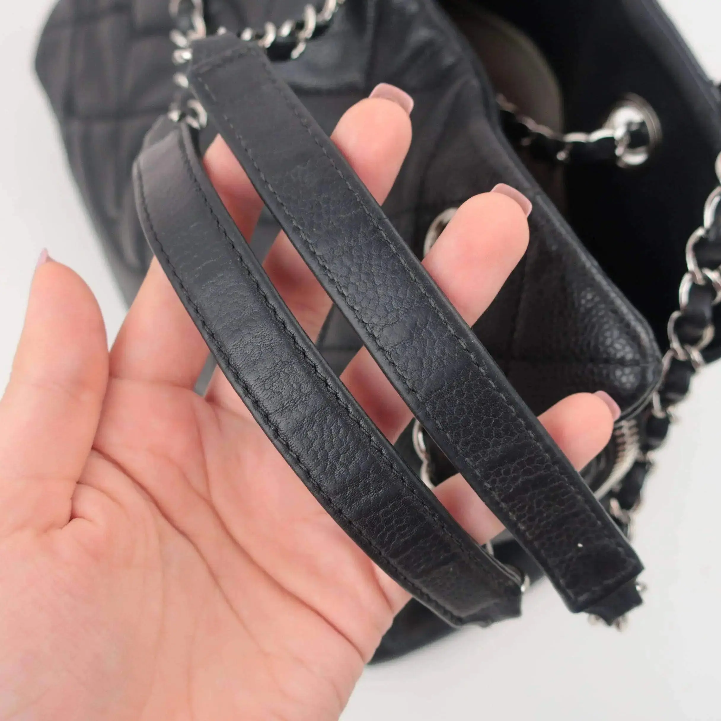 Chanel Black Quilted Caviar Leather Petite Timeless Bag - Image 6