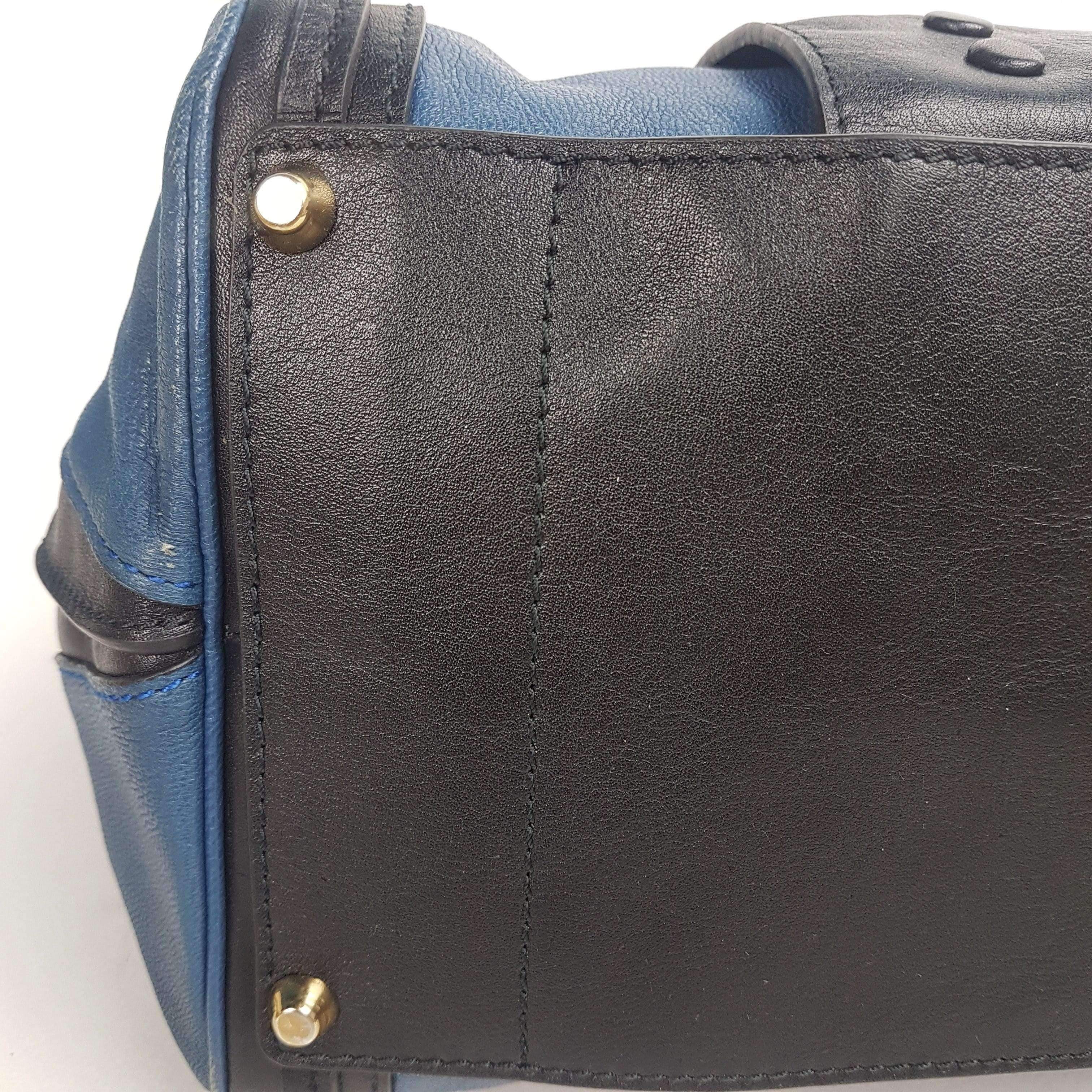 Chloe Blue/Black Leather Medium Alice Satchel Bag - Image 113