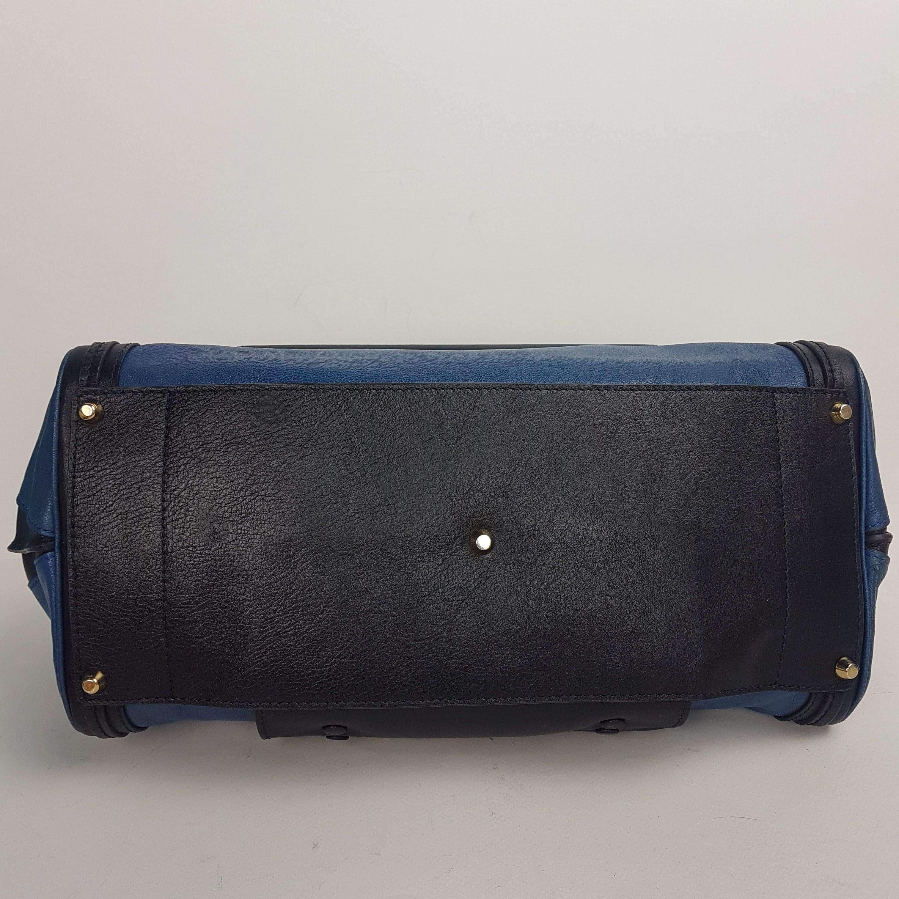 Chloe Blue/Black Leather Medium Alice Satchel Bag - Image 137