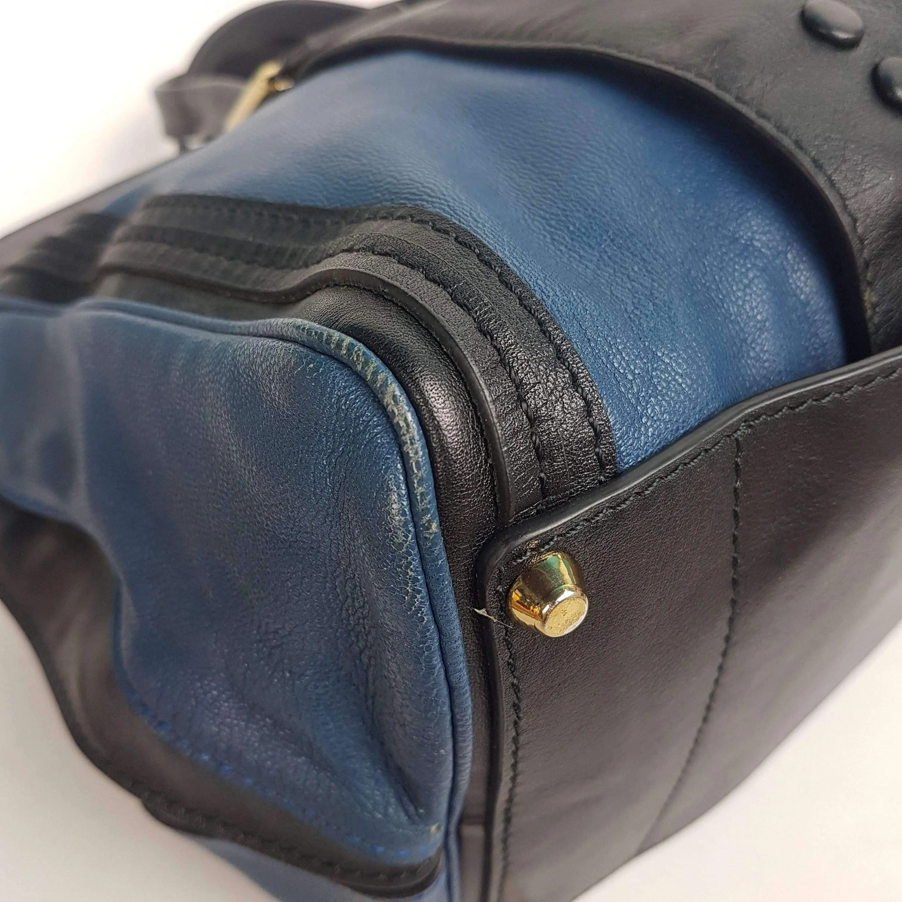 Chloe Blue/Black Leather Medium Alice Satchel Bag - Image 14
