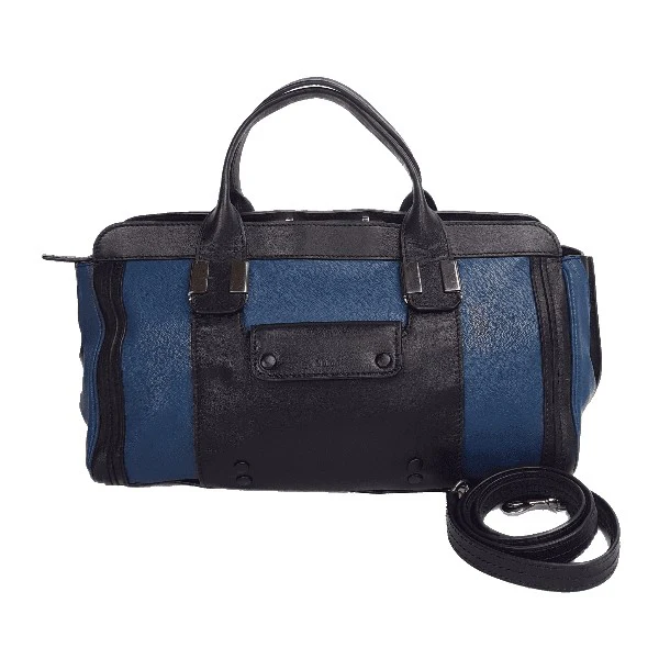 Chloe Blue/Black Leather Medium Alice Satchel Bag - Image 141