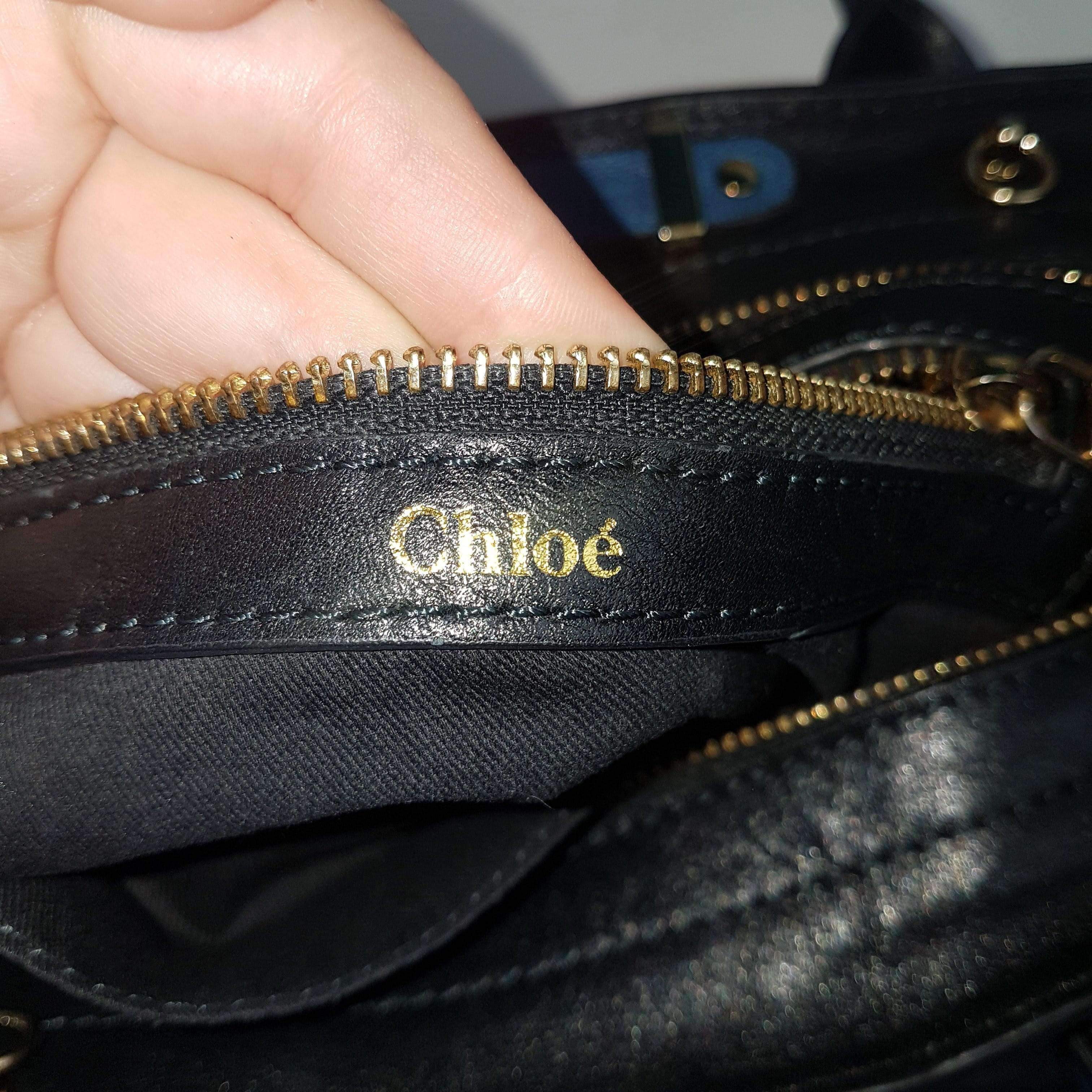 Chloe Blue/Black Leather Medium Alice Satchel Bag - Image 178