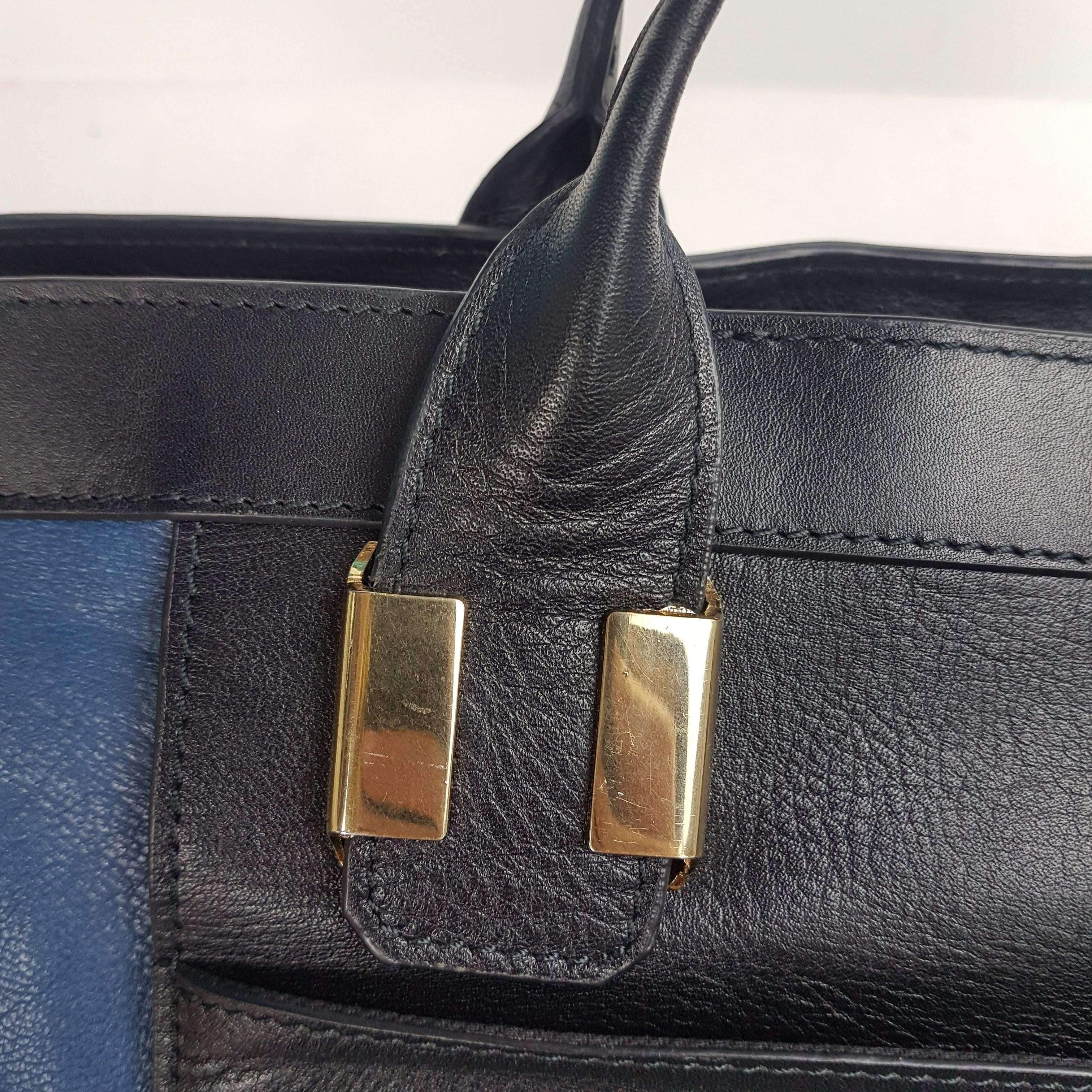 Chloe Blue/Black Leather Medium Alice Satchel Bag - Image 195