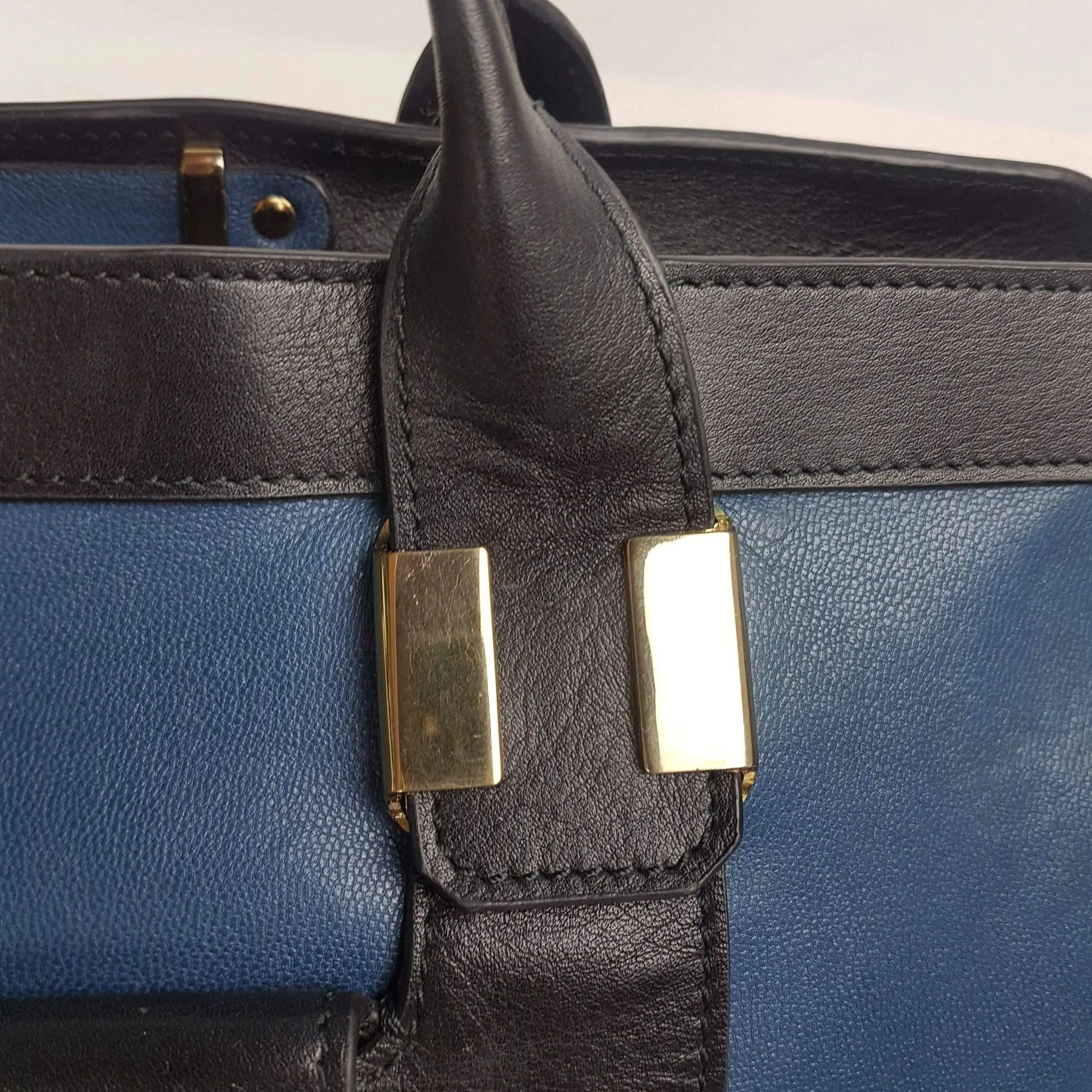 Chloe Blue/Black Leather Medium Alice Satchel Bag - Image 227