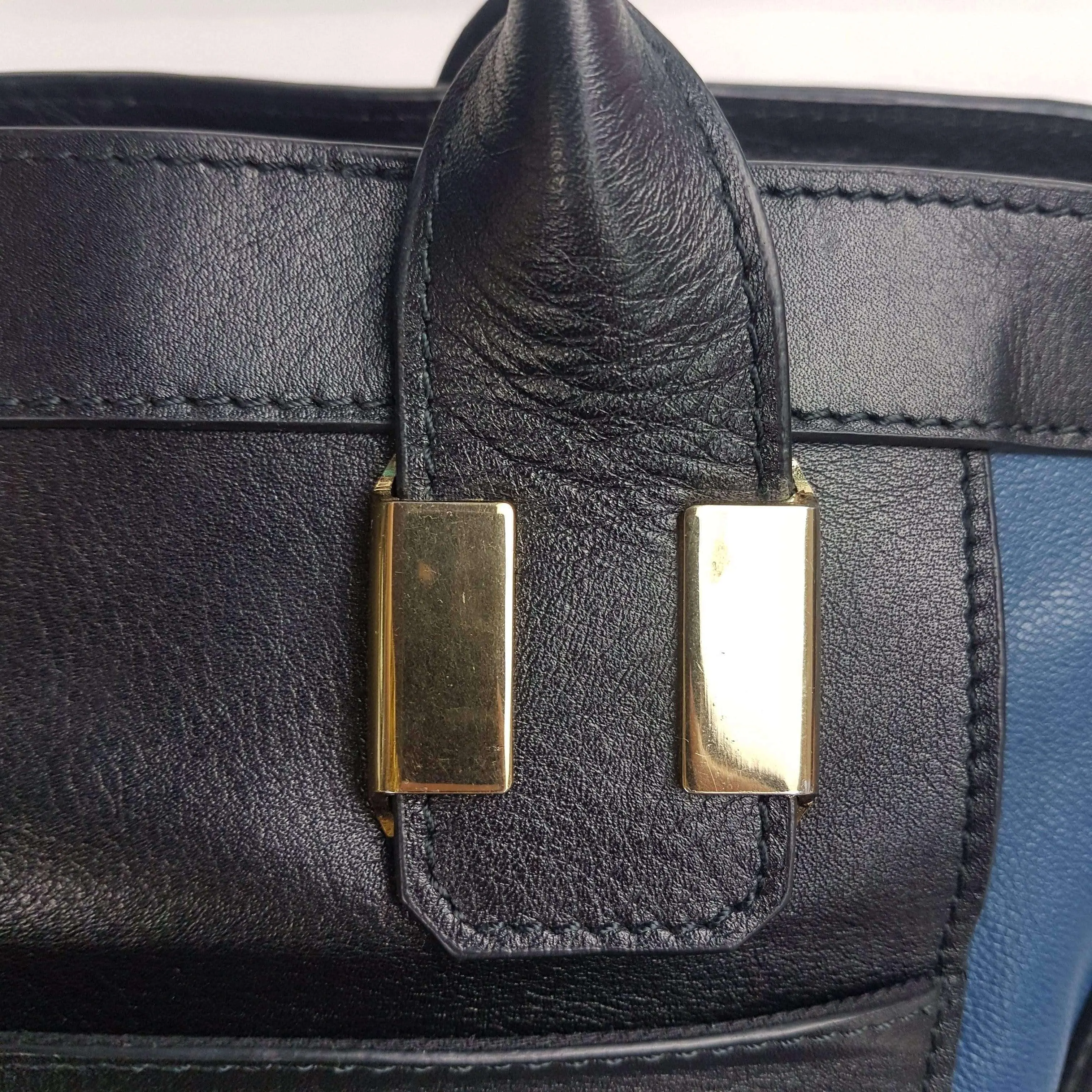 Chloe Blue/Black Leather Medium Alice Satchel Bag - Image 229