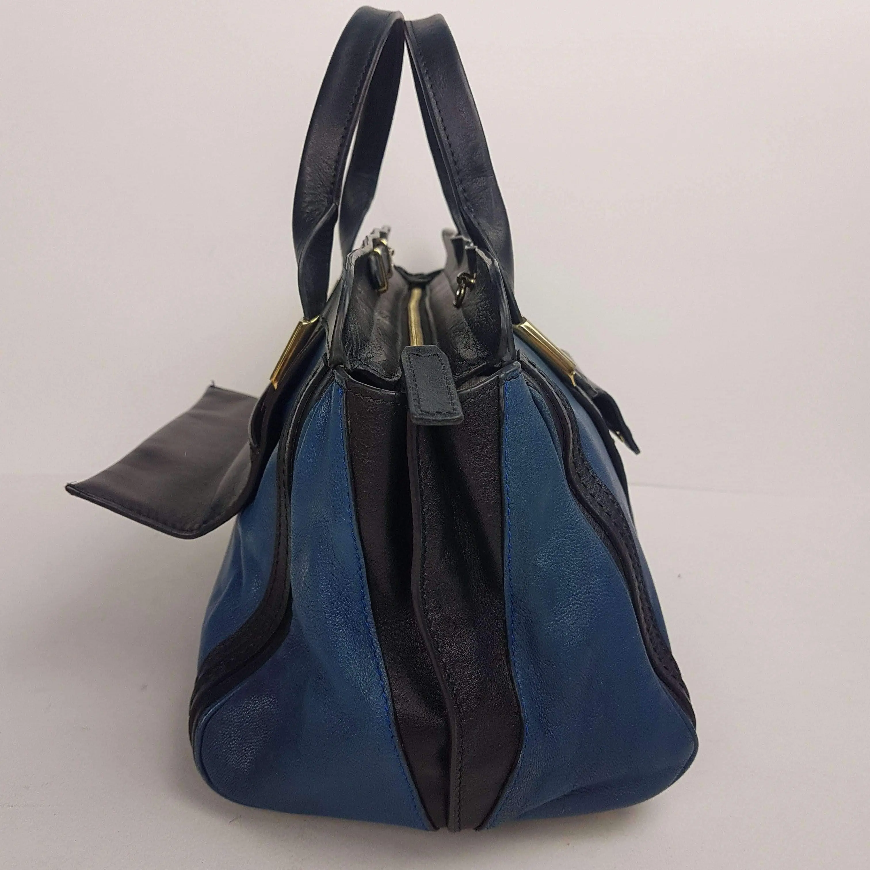 Chloe Blue/Black Leather Medium Alice Satchel Bag - Image 232