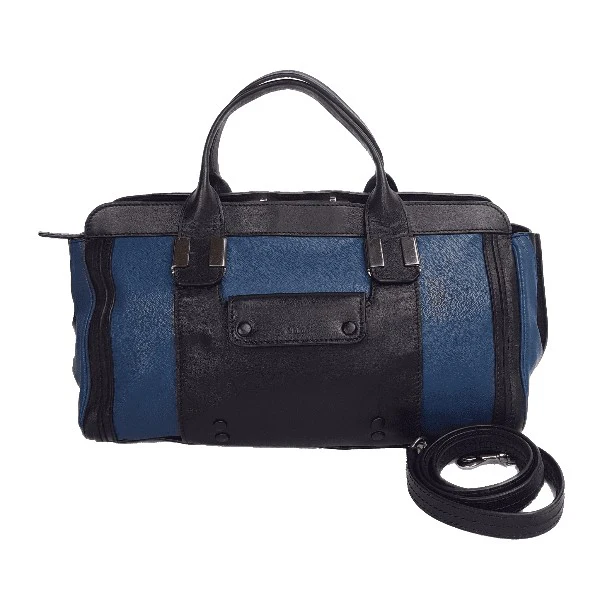 Chloe Blue/Black Leather Medium Alice Satchel Bag - Image 245