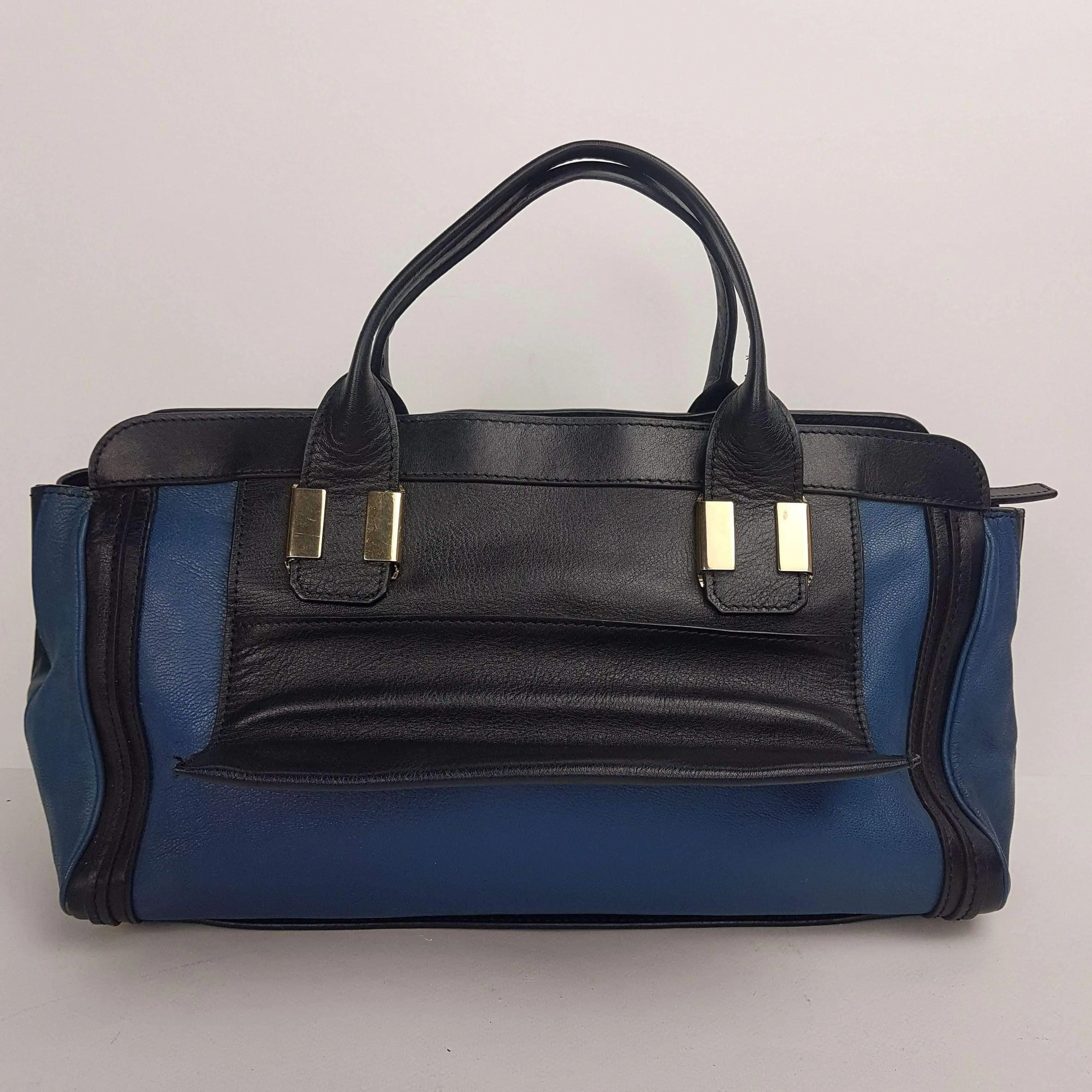 Chloe Blue/Black Leather Medium Alice Satchel Bag - Image 3