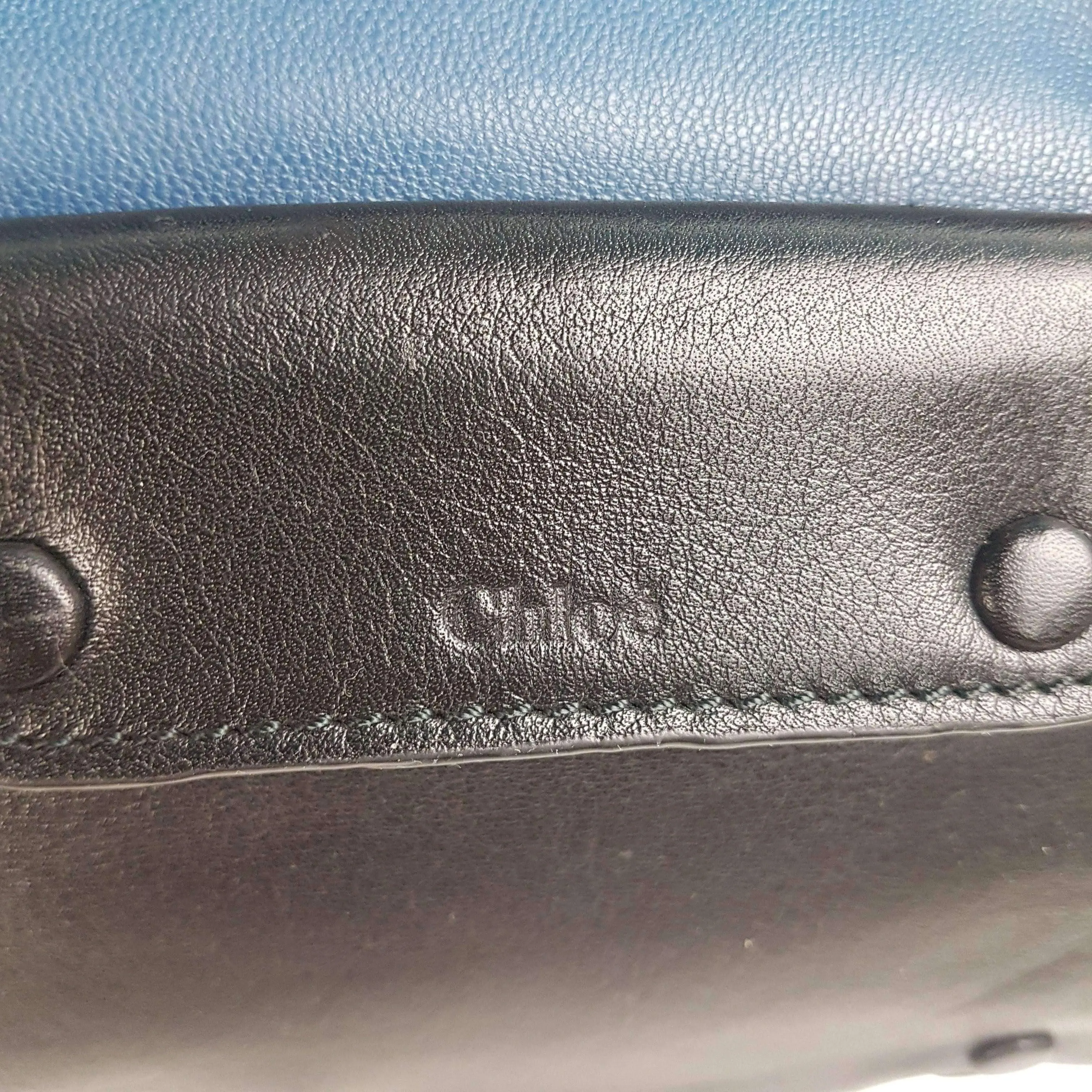 Chloe Blue/Black Leather Medium Alice Satchel Bag - Image 41
