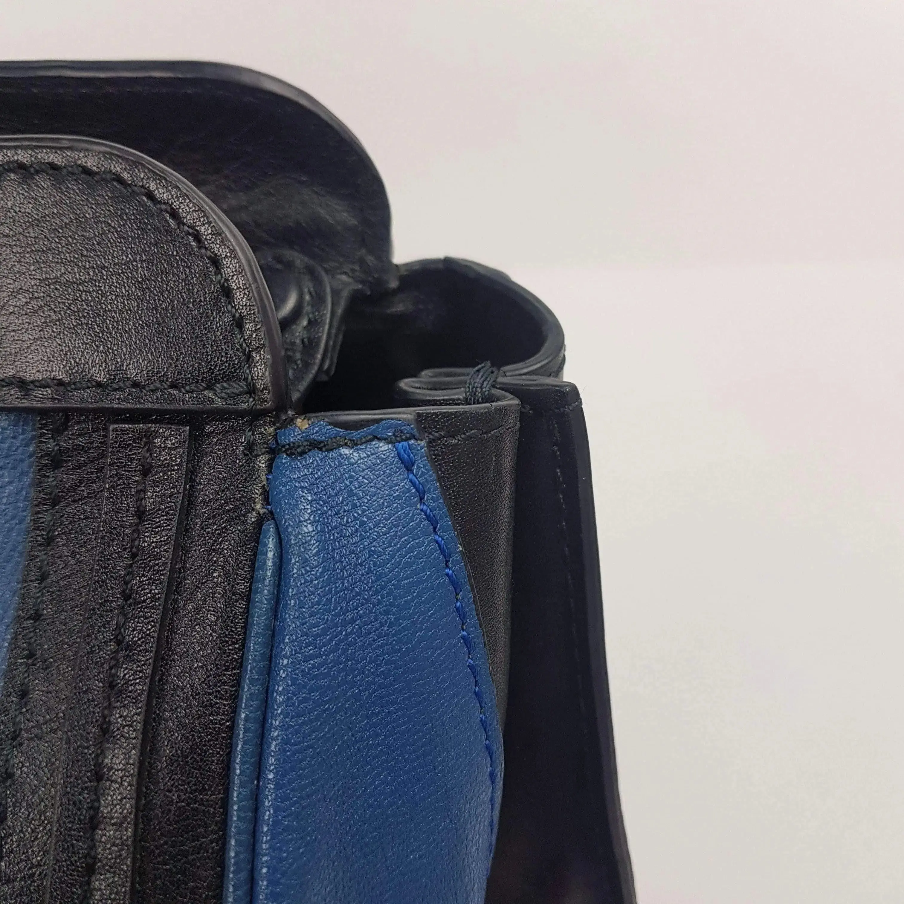 Chloe Blue/Black Leather Medium Alice Satchel Bag - Image 43
