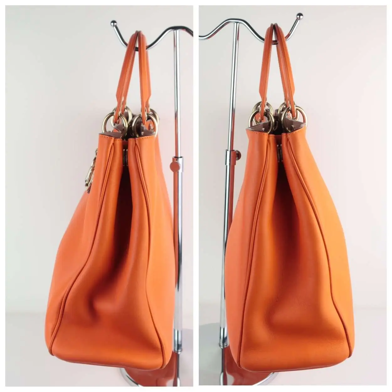 Dior Orange Calfskin Leather Diorissimo Large Tote Bag - Image 10