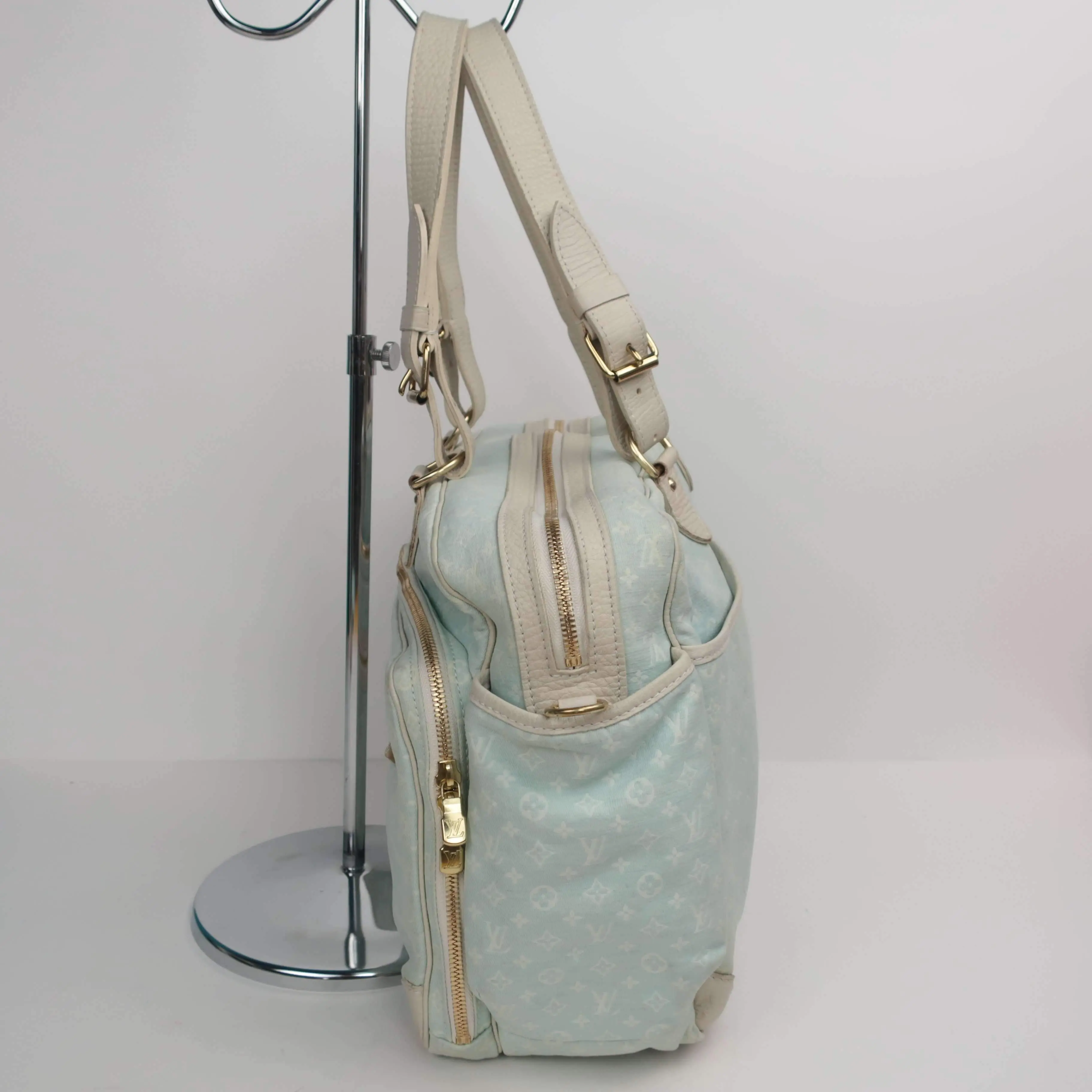 Louis Vuitton Blue Monogram Mini Lin Diaper Bag with diaper board - Image 46