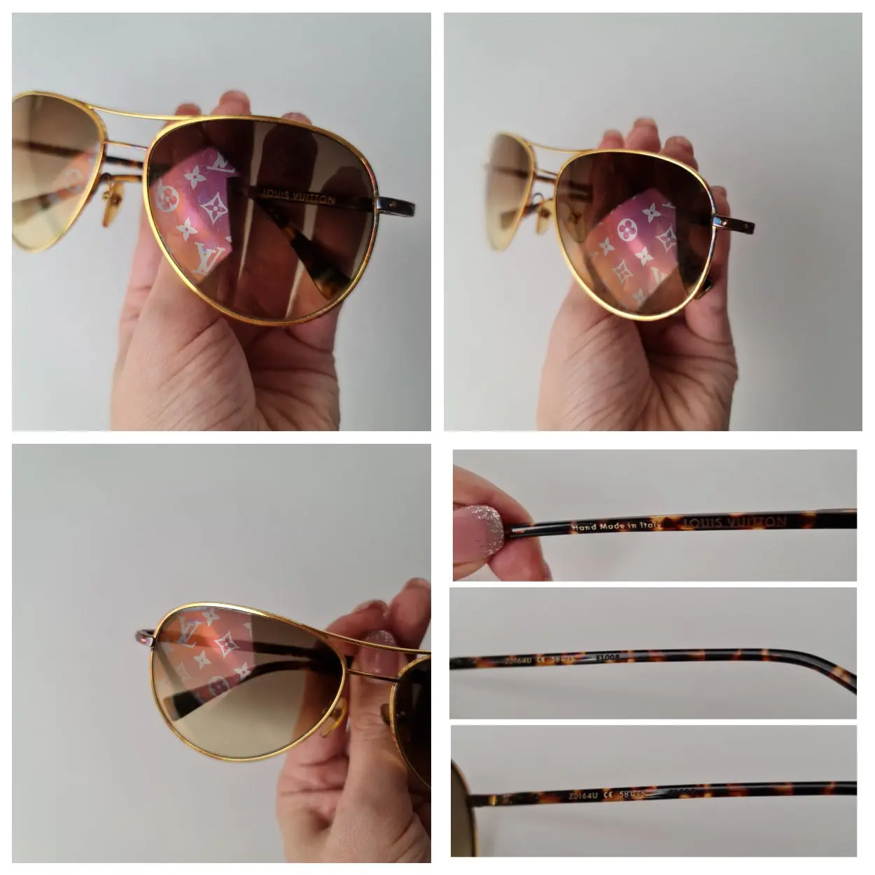 Louis Vuitton Goldtone Monogram Pilote Sunglasses - Image 15