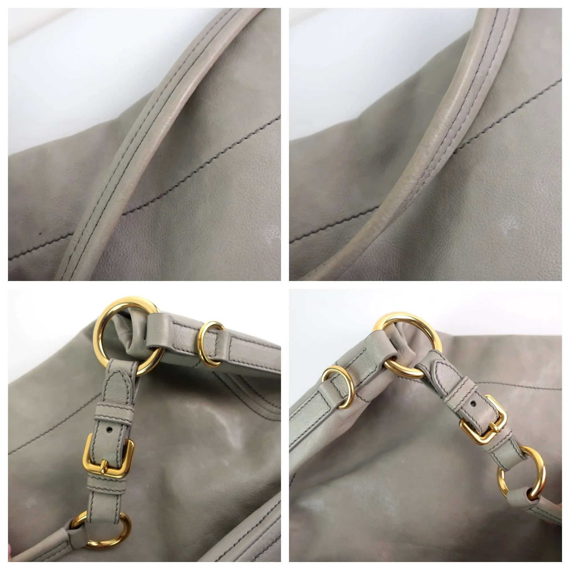 Prada Grey Hobo Leather Bag - Image 10